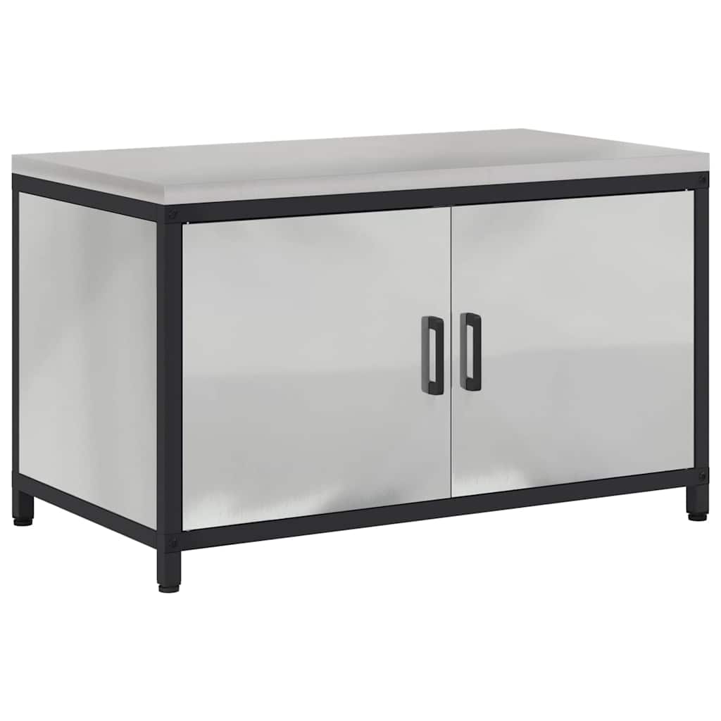 Kitchen Storage Cabinet with Shelf Silver Galvanised steel